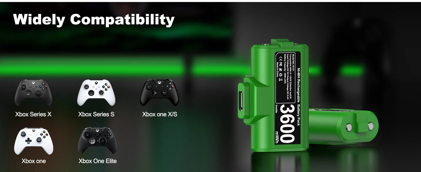 BEBONCOOL  2*4800mWh Rechargeable Battery For Xbox One Controller  Battery For Xbox Series X/S Gamepad Charger With Type-C Cable Deals 4 U   Deals 4 U