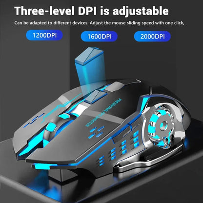 Rechargeable Wireless Mouse Gaming Computer Silent Bluetooth Mouse USB Mechanical E-Sports Backlight PC Gamer Mouse For Computer Deals 4 U  Gaming Accessories Deals 4 U