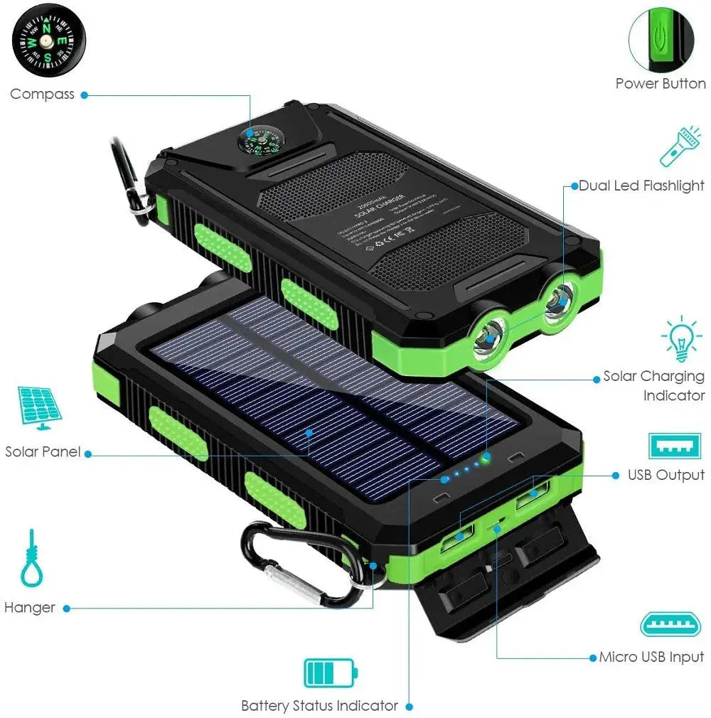 Solar Power Bank 80000mAh Portable Charging Poverbank External Battery Charger Strong Light LDE Light for All Smartphones Deals 4 U  Mobile Gaming Deals 4 U