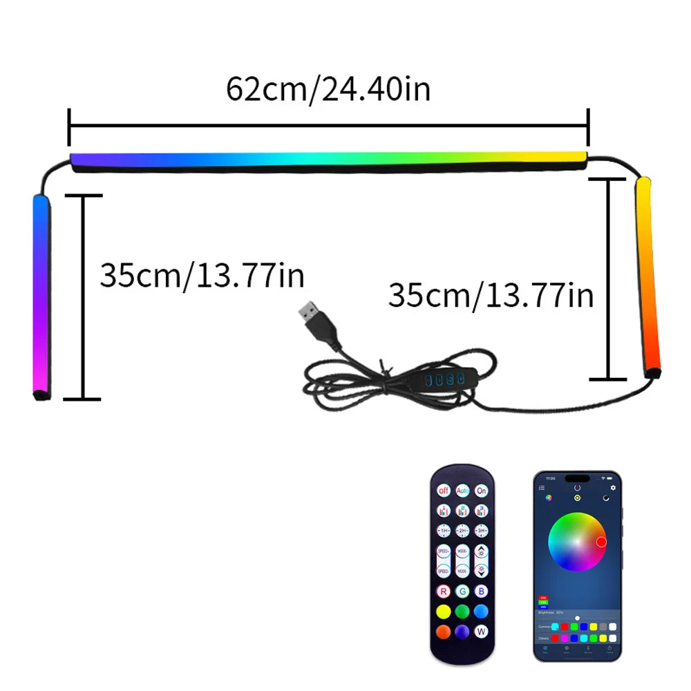 LED RGB Gaming Ambient Light Flexible Silicone Backlight Smart Desk Light Bar Eye Protection LED Lamp for Monitor Office Reading