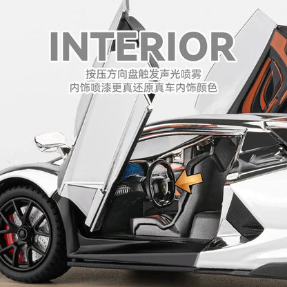 1:24 Lamborghini Revuelto With Spray Alloy Car Diecasts & Toy Vehicles Metal Toy Car Model Sound and light Collection Kids Toy Deals 4 U  Gaming Accessories Deals 4 U