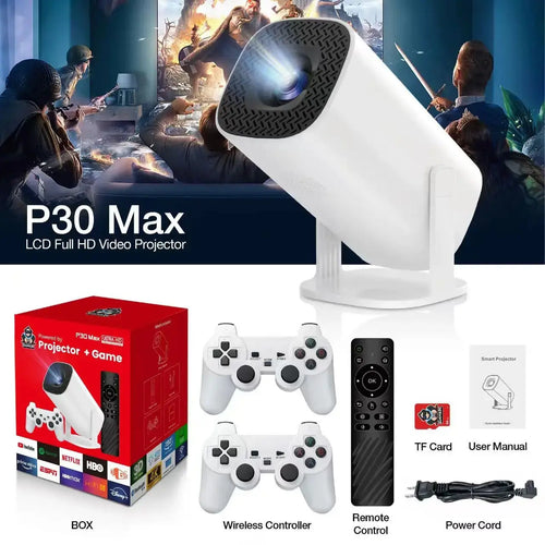 3D Game Projector P30MAX Retro Video Game Console Wireless Controller 4K ULTRA HD plug and play Android11 BT5.0 720P Home Cinema Deals 4 U  Gaming Accessories Deals 4 U