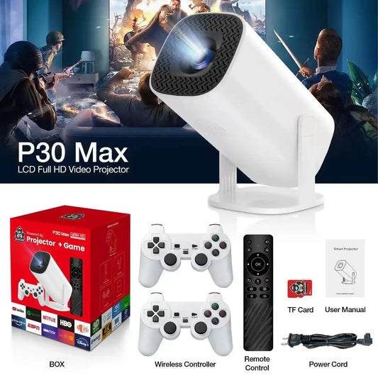 3D Game Projector P30MAX Retro Video Game Console Wireless Controller 4K ULTRA HD plug and play Android11 BT5.0 720P Home Cinema Deals 4 U  Gaming Accessories Deals 4 U