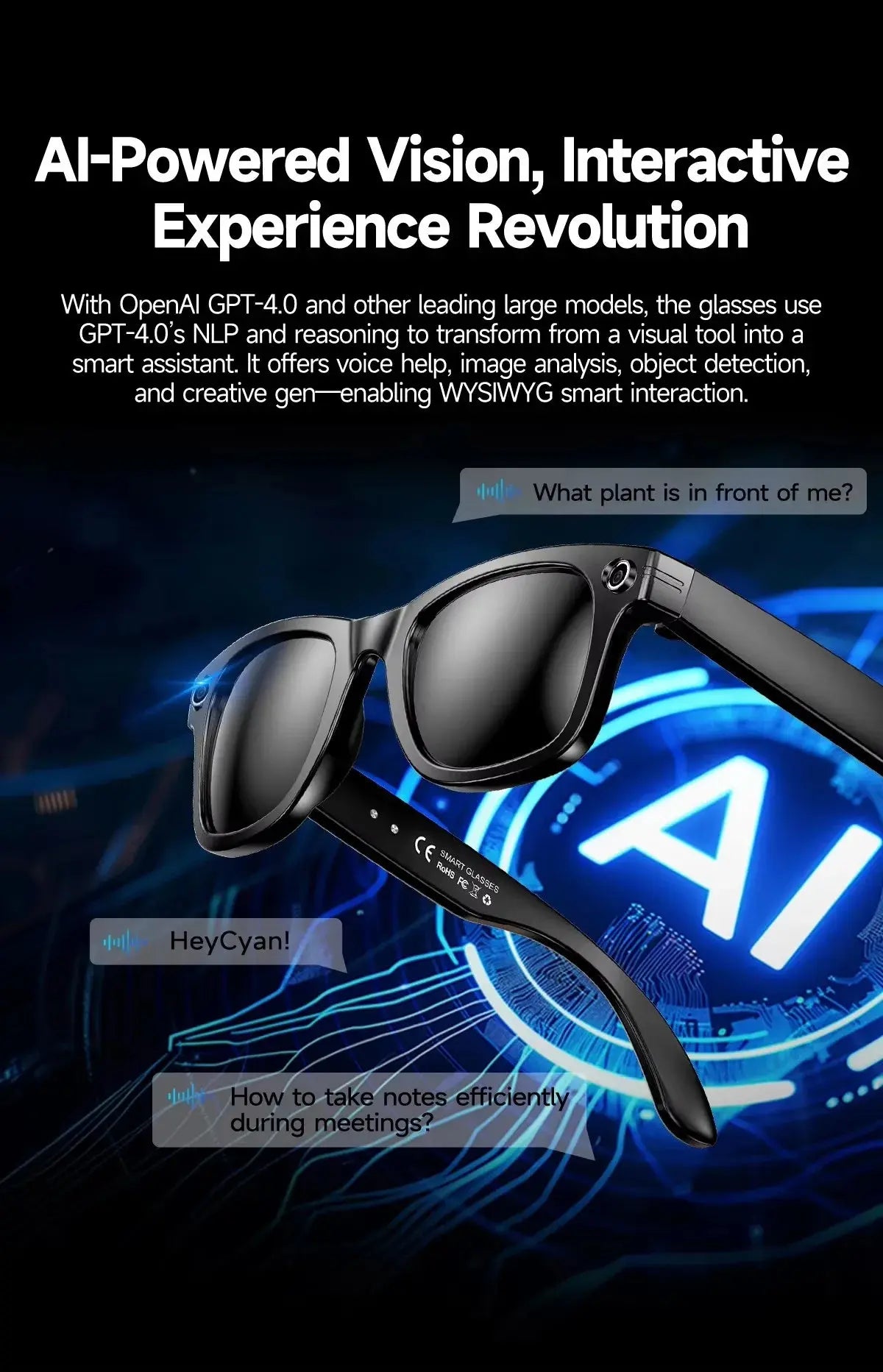 W610 AI Smart Glasses with Video Camera 800W Outdoor Sunglasses Wi-Fi Transfer BT Calling Audio Record Smart Wearable Headset Deals 4 U  Gaming Accessories Deals 4 U