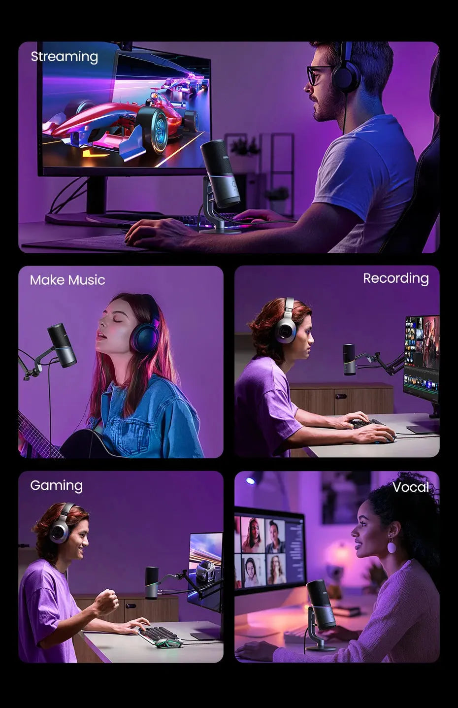 Mic USB Microphone with RGB Modes Professional Condenser Mic for PC Mac Gaming Karaoke Recording Streaming Podcasting Deals 4 U  Streaming Equipment Deals 4 U