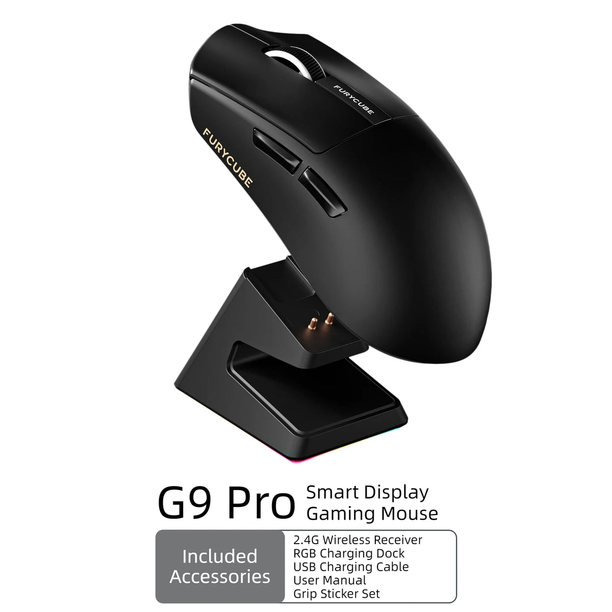 Ultra Light Gaming Mouse Wireless 59g 12000DPI 3-Mode Connection PAW3311 Sensor RGB Base Station Smart Display Professional Mouse Gamer