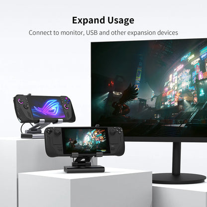 6-in-1 Gaming Console Cooling Dock with Metal Bracket RGB Dual Fans Adjustable Height for ROG ALLY Steam Deck LEGION Go Ipad