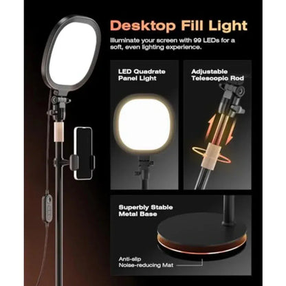 Ring Light for Desk, Soft Lighting for Zoom and Video Calls, Selfie Light with Stand and Phone Holder, CRI 97+ Webcam Light for Deals 4 U  Streaming Equipment Deals 4 U