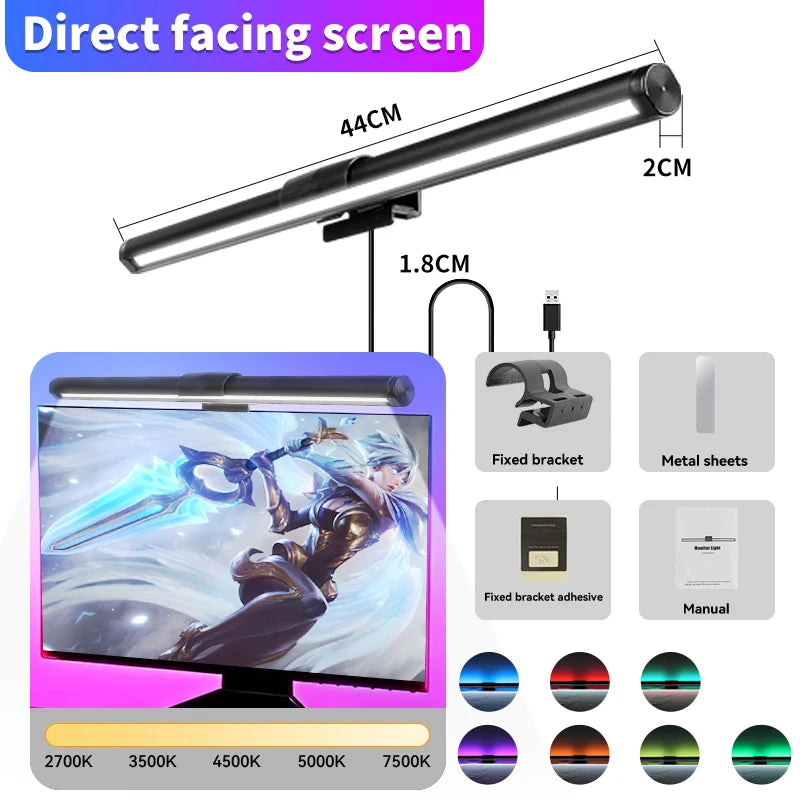 Led Curved Monitor Light Bar USB Table Lamp RGB Stepless Dimmable Hanging Office Desk Decorations Lighting For Computer Reading