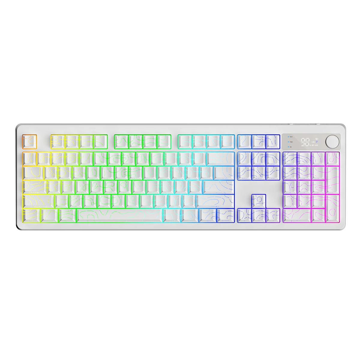 TK100 wireless Bluetooth wired triple-mode mechanical feel keyboard with high-definition display, rotary knob and RGB lighting