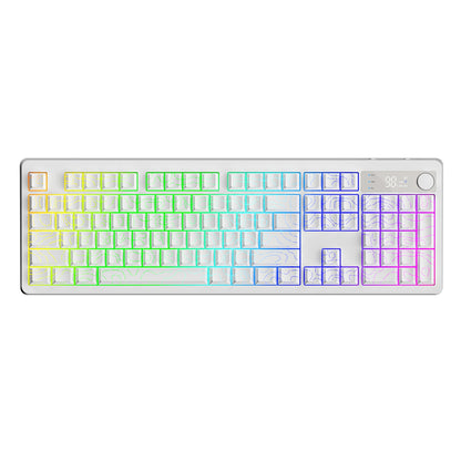 TK100 wireless Bluetooth wired triple-mode mechanical feel keyboard with high-definition display, rotary knob and RGB lighting