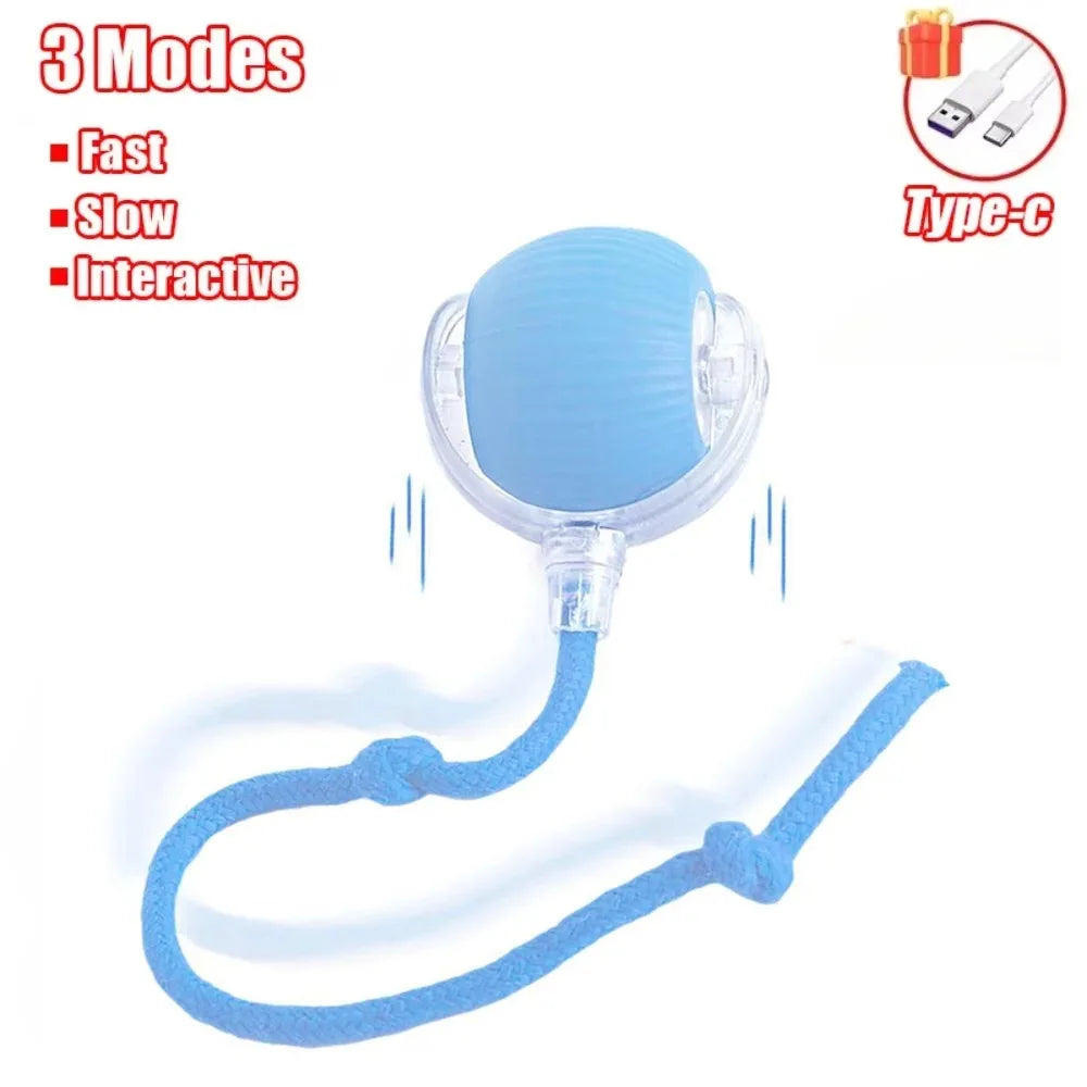 New Cat Interactive Ball Toy Automatic Rolling Ball Faux Tail Rechargeable Smart Pet Electric Toy Dog Cat Training Imitate Mouse Deals 4 U  Smart Pet Toy Deals 4 U
