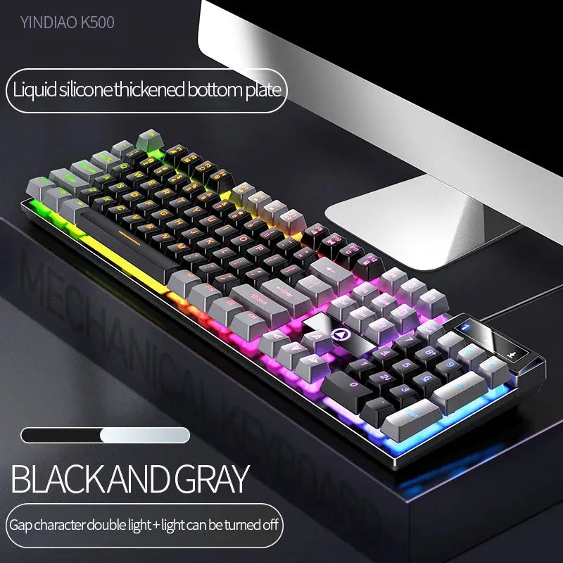 104 Keys Gaming Keyboard Wired Keyboard Color Matching Backlit Mechanical Feel Computer E-sports Peripherals for Desktop Laptop Deals 4 U  Gaming Accessories Deals 4 U