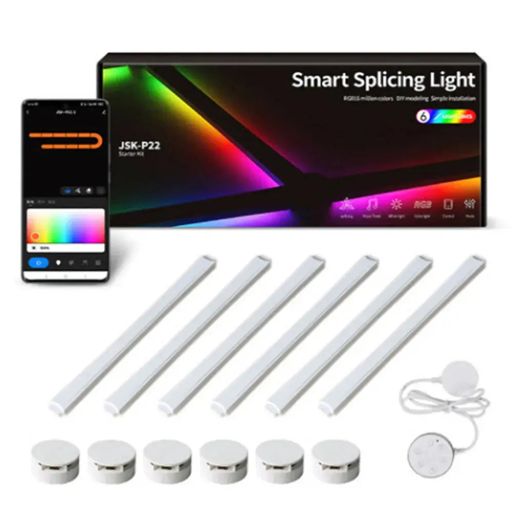 Splicing Light DIY Atmosphere Light RGB Smart Wall Light Voice Control Lamp for Esports Room Bedroom Bar Decoration Night Light Deals 4 U  RGB Hexagon Wall Lights Deals 4 U
