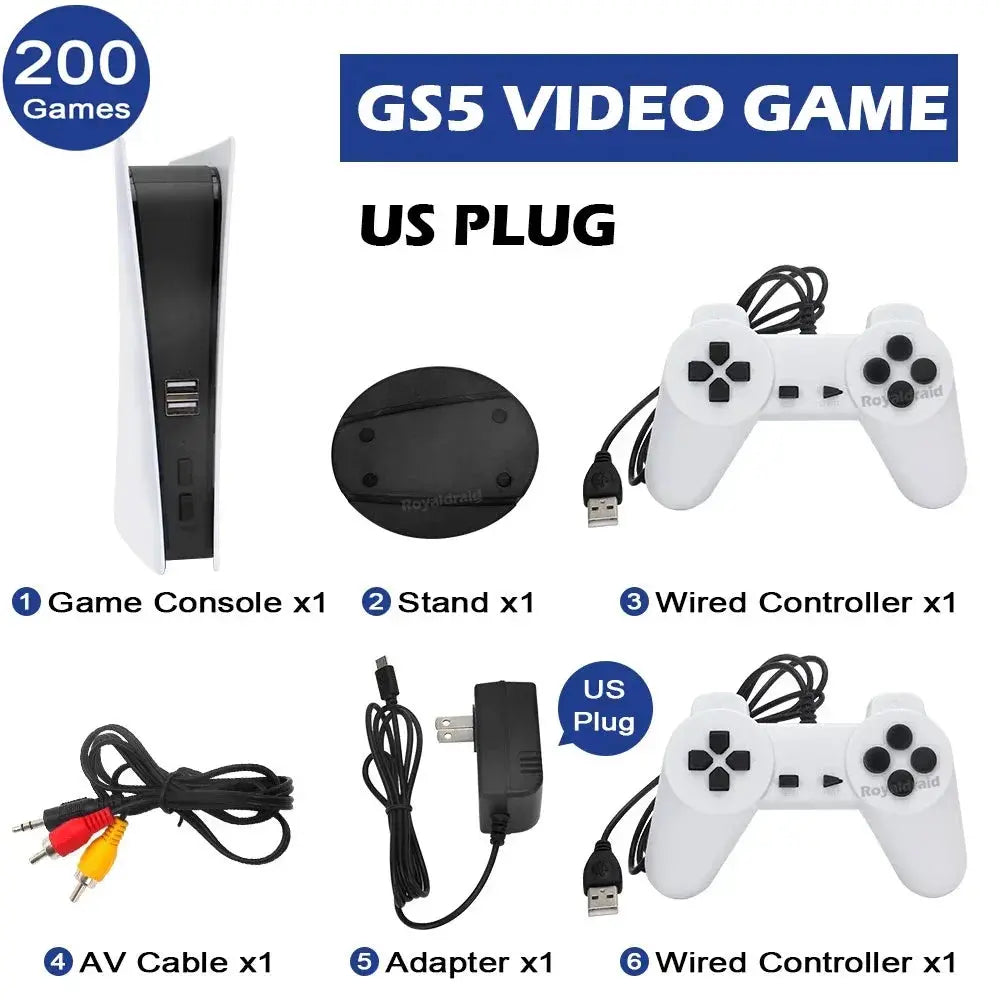 GS5 Game Station 5 Video Game Console With 200 Classic Games 8 Bit TV Console Retro USB Wired Handheld Two Game Player AV Output Deals 4 U  Gaming Accessories Deals 4 U