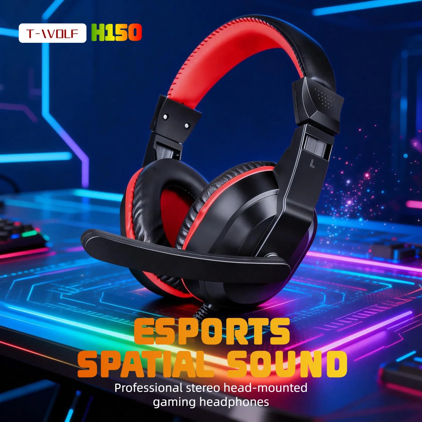 RGB Wired Gaming Headset with Microphone, USB & 3.5mm Over‑Ear Headphones for PC Laptop PS4 PS5 Mobile, Adjustable Noise‑Cancelling Mic, Surround Stereo Sound, Comfortable Headset for Gaming, Office, Study & Daily Use