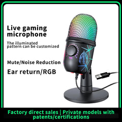 Gaming Microphone USB Microphone for PC Condenser Podcast Mic for Studio Recording with Headphone Jack, Led, Noise Cancellation Deals 4 U   Deals 4 U
