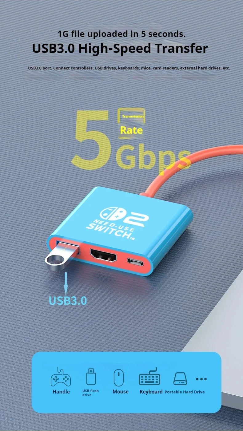 Docking Station for Nintendo Switch 2,4K 60Hz TYPE-C Hub with HDMI and USB-C 3.0 PD100W Charge Perfect for Switch 2/Switch/OLED Deals 4 U   Deals 4 U