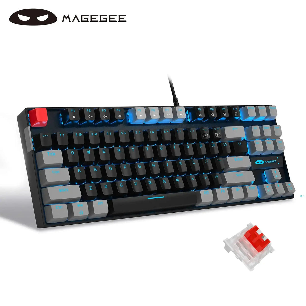MageGee 75% Mechanical Gaming Keyboard, Blue Switch, LED Blue Backlit, 87 Keys Compact TKL Wired Keyboards for Windows Laptop PC Deals 4 U  Gaming Accessories Deals 4 U