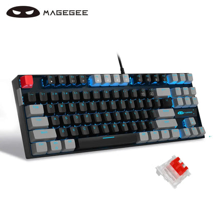 MageGee 75% Mechanical Gaming Keyboard, Blue Switch, LED Blue Backlit, 87 Keys Compact TKL Wired Keyboards for Windows Laptop PC Deals 4 U  Gaming Accessories Deals 4 U