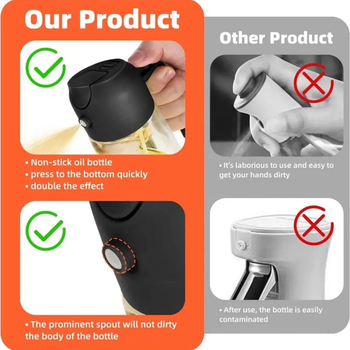 2-in-1 Glass Oil Sprayer & Dispenser, 470ml Dual-Use Olive Oil Bottle for Kitchen, BBQ, and Salad Deals 4 U   Deals 4 U