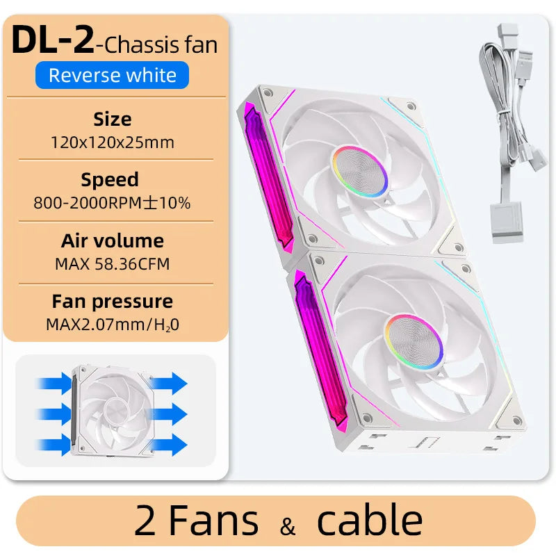 Coolcirc DL-2 120mm ARGB Cooling Fan Modular Wireless Stackable Splicing 800-2000RPM PWM Silent for Gaming PC Case Water Cooler