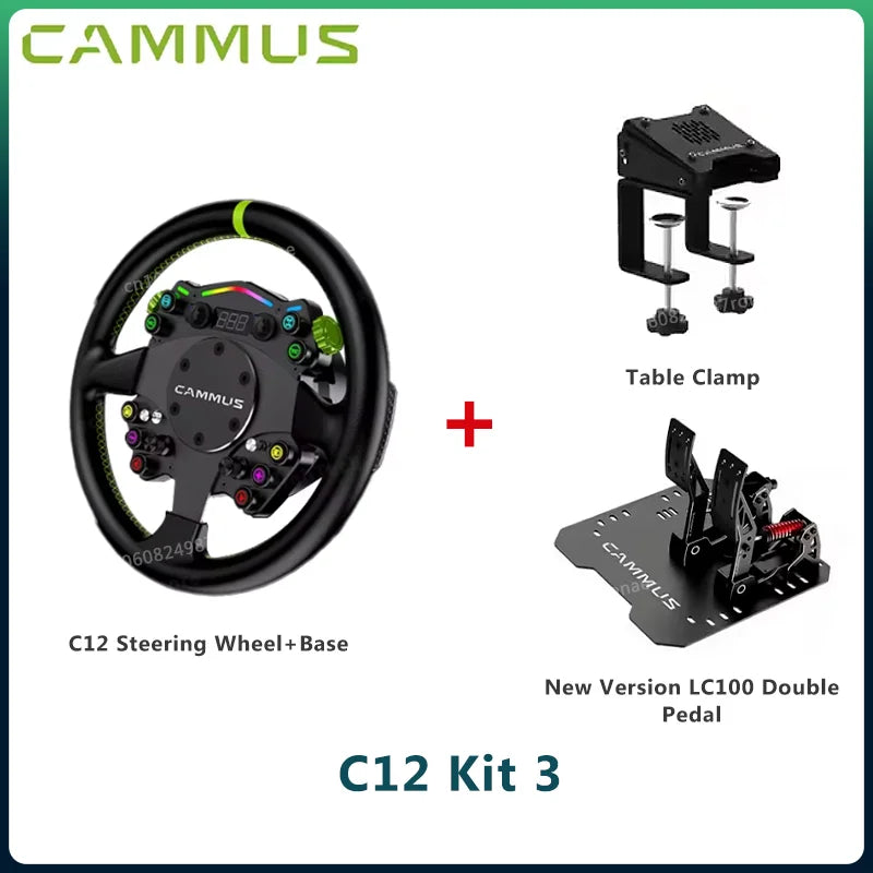 CAMMUS C12 with LC100 pedals kit C12 Direct Drive Steering Wheel Global First includes two T-shaped base flanges Deals 4 U   Deals 4 U