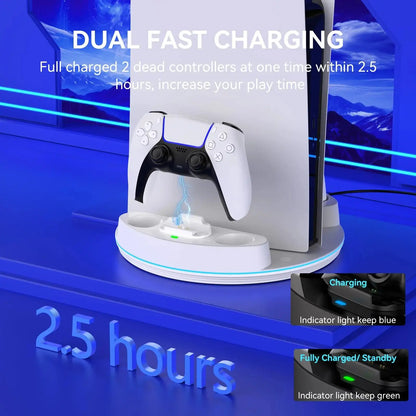 NEWDERY PS5 Charging Station for PlayStation 5/PS5 Slim/ PS5 Pro Disc & Digital Version Controllers With Adjustable RGB Light Deals 4 U  Gaming Accessories Deals 4 U