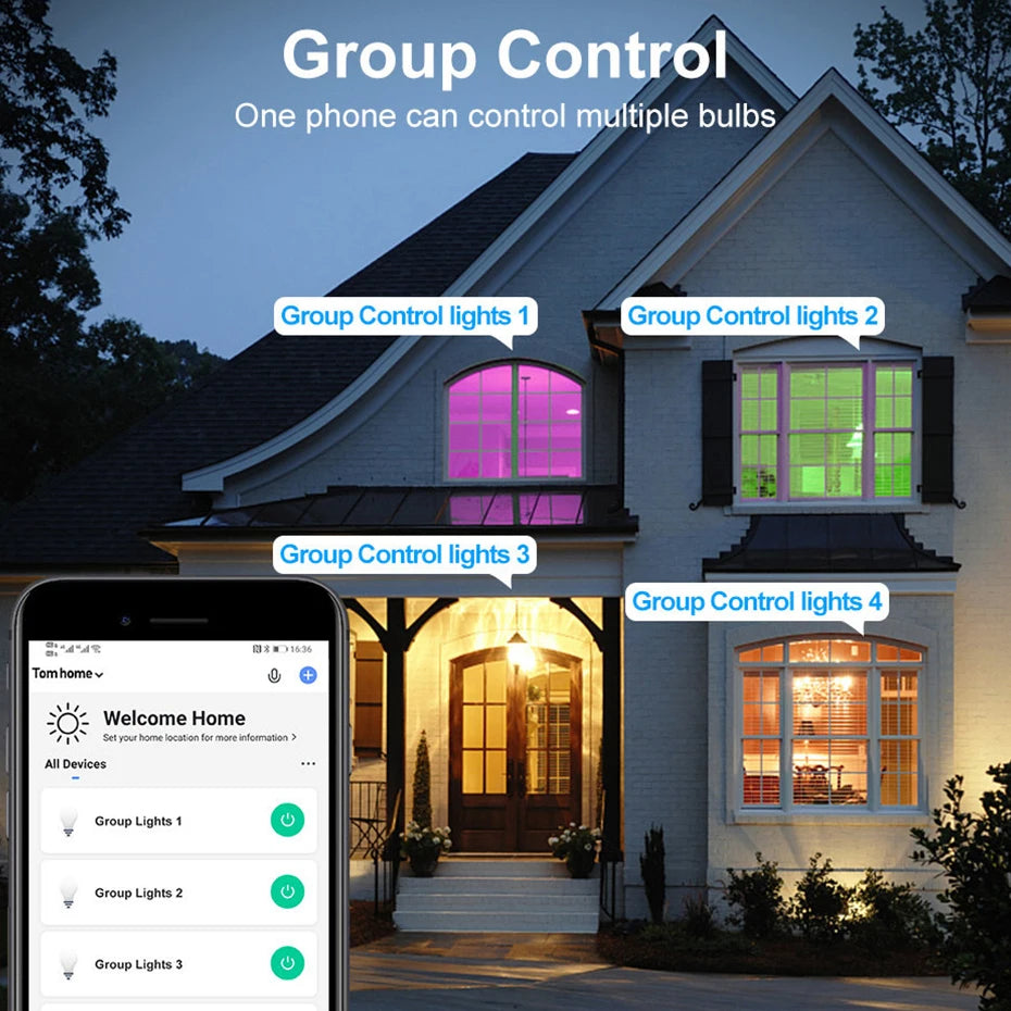 Tuya E27 GU10 E14 RGB Bulb Zigbee/WiFi/Bluetooth Smart Dimmable LED Light Lamp 5W/15W Work with Alexa Google Home Voice Control Deals 4 U   Deals 4 U