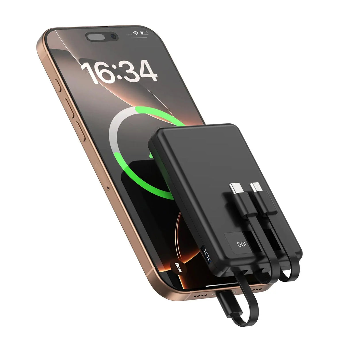 Mini Slim 10000mAh Portable Power Bank, Built-in LED Digital Display, 1 USB-A Port & 3 Integrated Cables, Small Lightweight Design, Multi-Device Simultaneous Charging for Travel, Camping and Emergency, Compatible with Android Deals 4 U  Mobile Gaming Deals 4 U