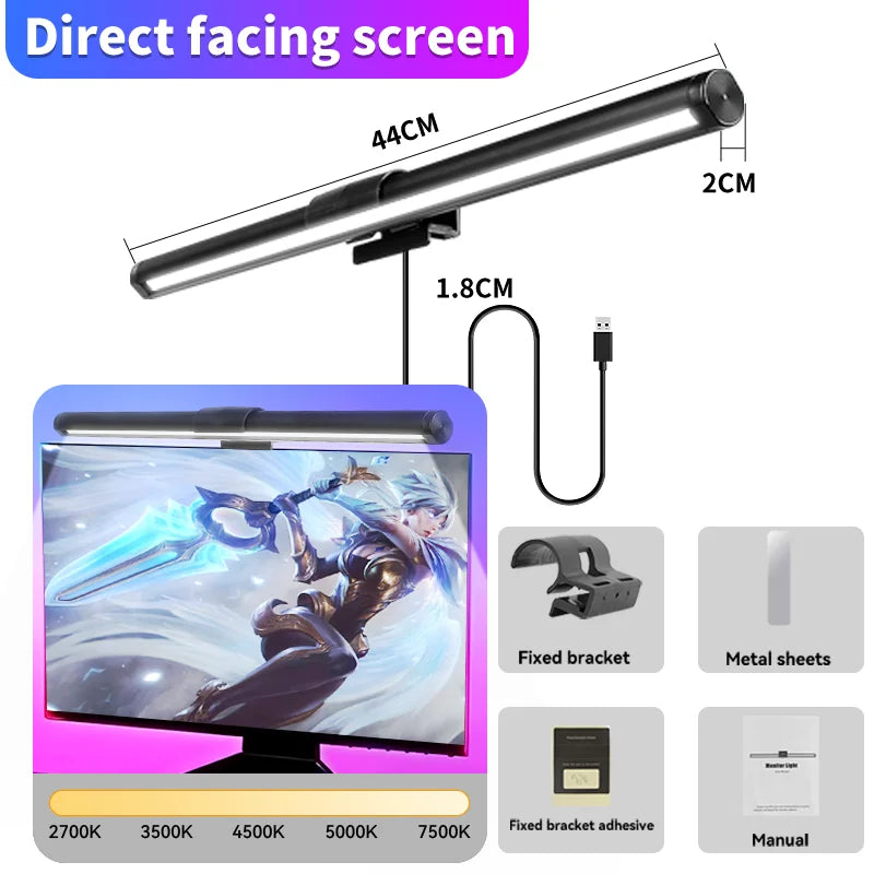 Led Curved Monitor Light Bar USB Table Lamp RGB Stepless Dimmable Hanging Office Desk Decorations Lighting For Computer Reading