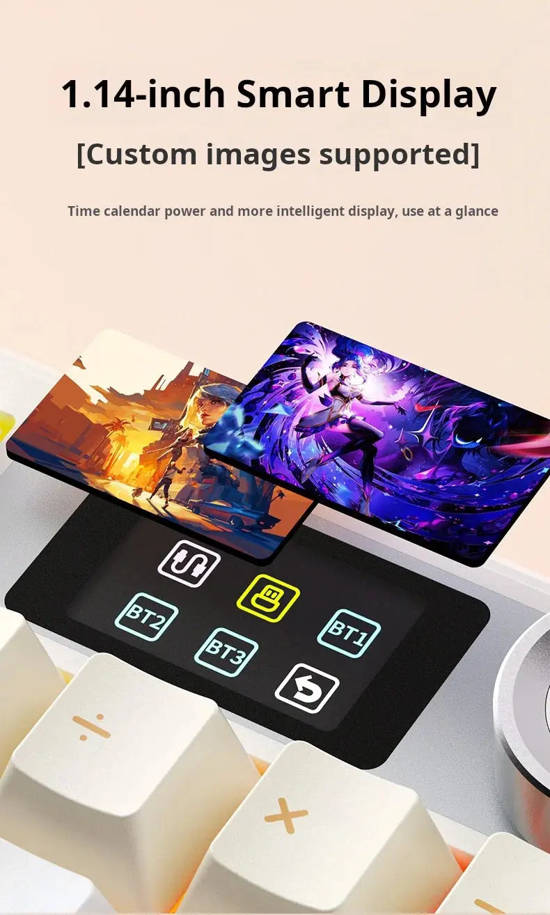 AULA F108Pro/F108 Wireless Bluetooth tri-mode connection, multi-functional display, Gasket structure, RGB lighting effects Deals 4 U  Streaming Equipment Deals 4 U