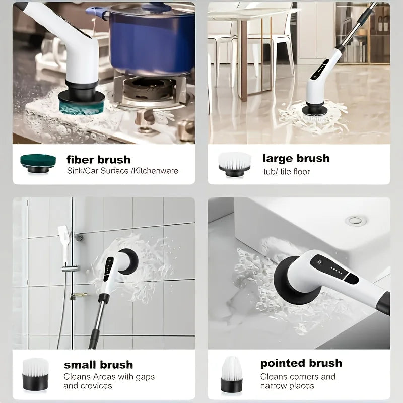 9 in 1 Multifunctional Handheld Electric Cleaning Brush With Telescopic Function, Bathroom Floor And Kitchen Cleaning Tool Deals 4 U   Deals 4 U