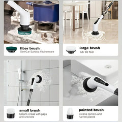 9 in 1 Multifunctional Handheld Electric Cleaning Brush With Telescopic Function, Bathroom Floor And Kitchen Cleaning Tool Deals 4 U   Deals 4 U