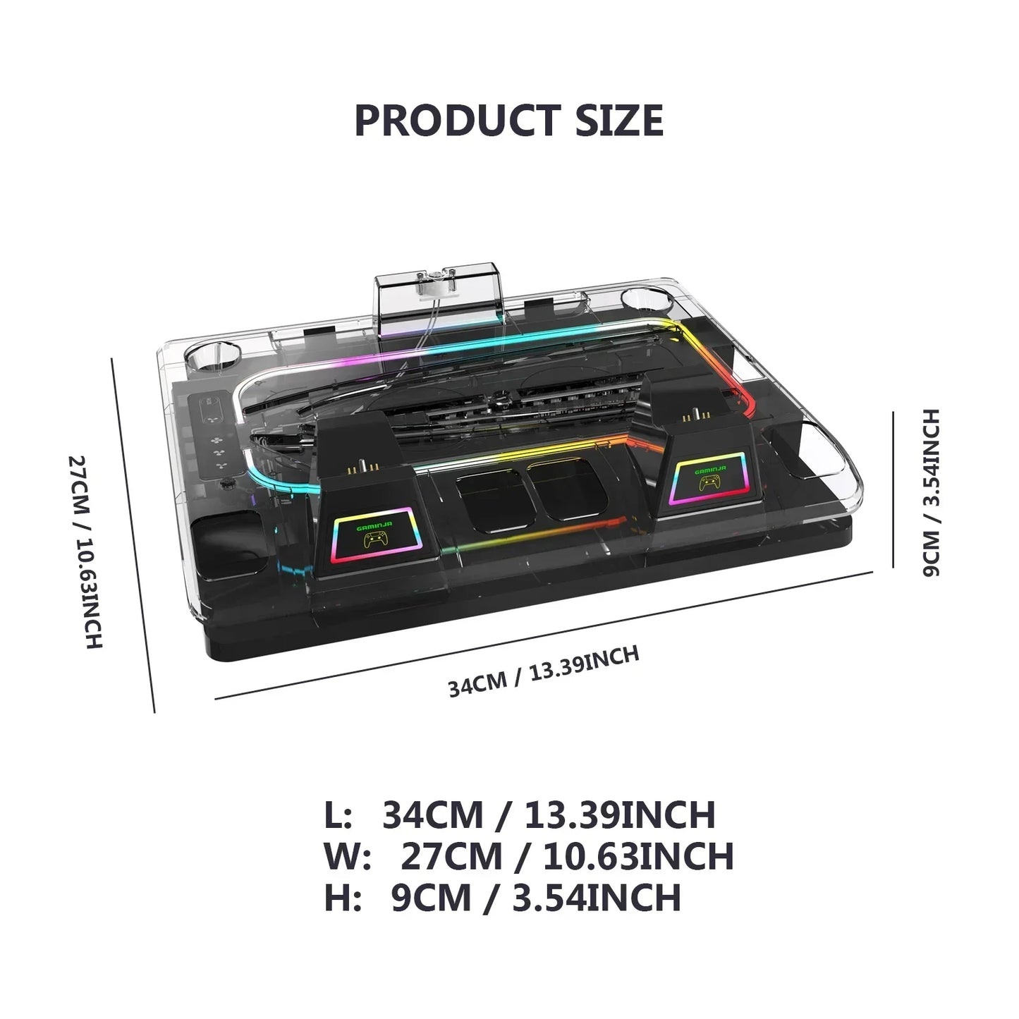 GAMINJA P53 RGB Multi-Function Cooling Base For PS5slim PS5 Controller Charger And For PS Portal Remote Player Magnetic Charger
