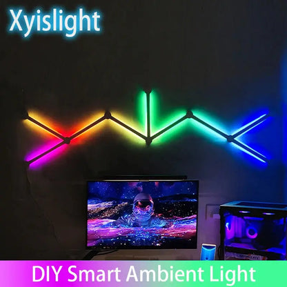 Splicing Light DIY Atmosphere Light RGB Smart Wall Light Voice Control Lamp for Esports Room Bedroom Bar Decoration Night Light Deals 4 U  RGB Hexagon Wall Lights Deals 4 U