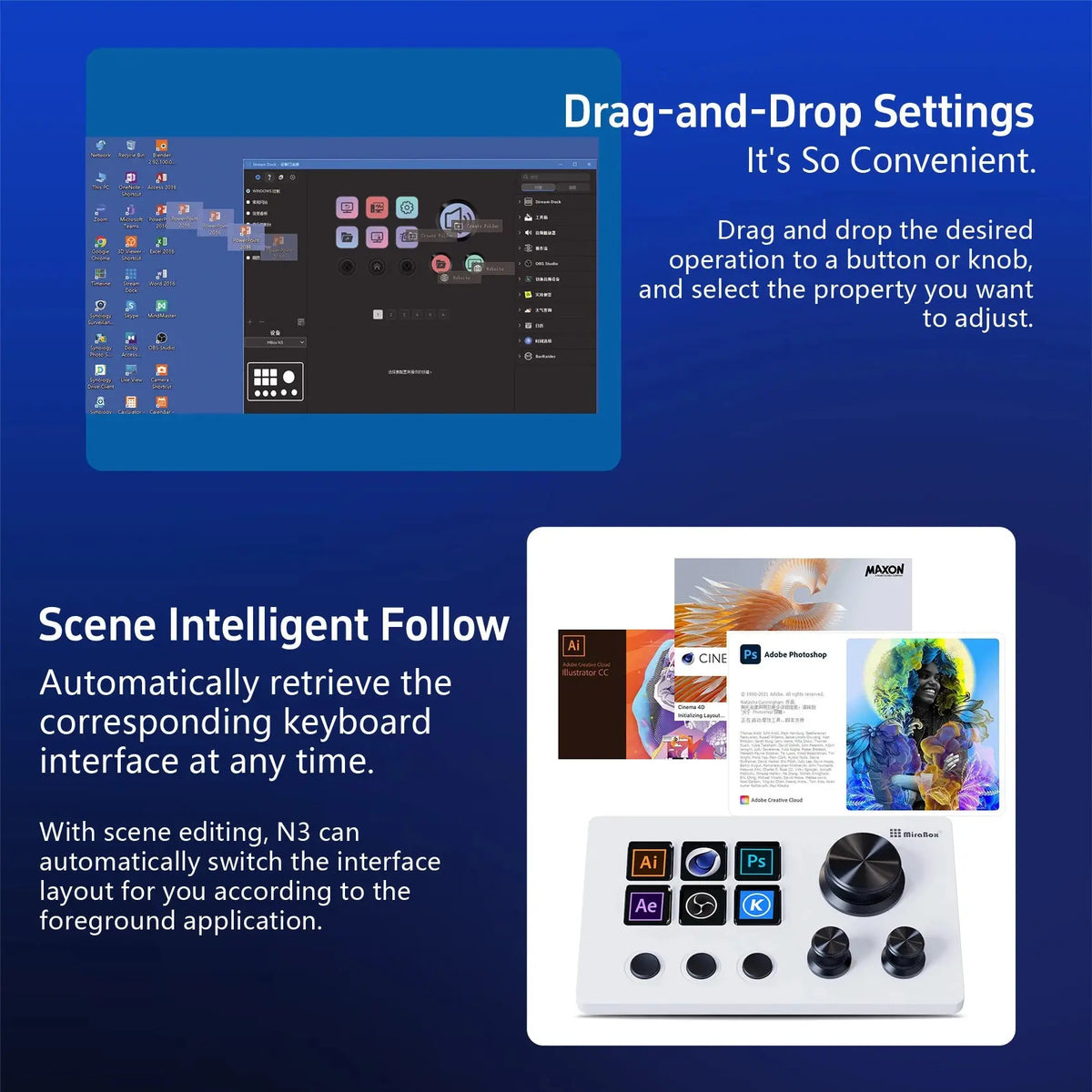 MiraBox N3 Macro Pad / Stream Deck, 6 Programmable LCD Keys, 3 Knobs, Visual Shortcuts, OBS Controller, Mac/Win Deals 4 U  Streaming Equipment Deals 4 U