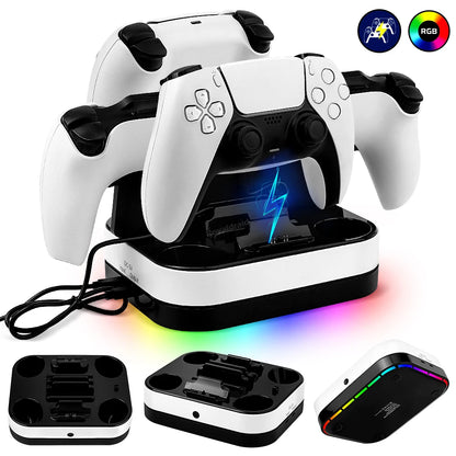 NEW For PS5 Controller Charger Stand LED Indicator & RGB Light Dual Charging Dock for PS5 Controller & PS Portal Games Accessori
