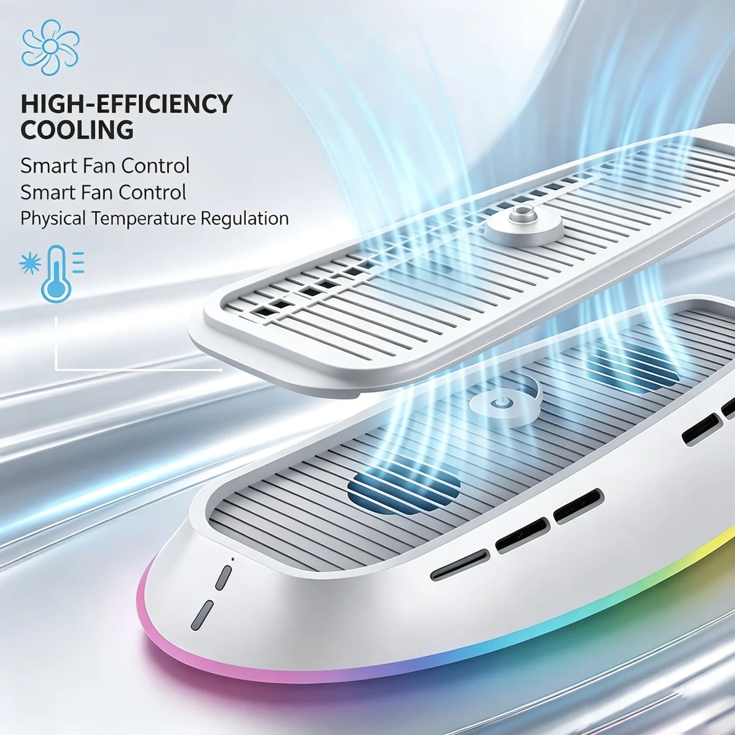 Dual Fan Cooling Station for PS5 PS5 Slim PS5 Pro RGB Console Cooler High Efficiency USB Powered Gaming Accessories