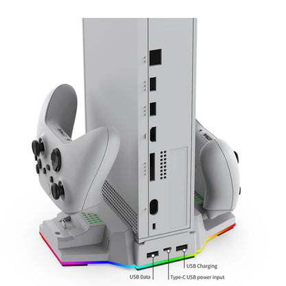RGB Cooling Stand Charging Station Dock with USB 2.0 Port Cooling Fan & Charging Stand for Xbox Series X Console & Controller