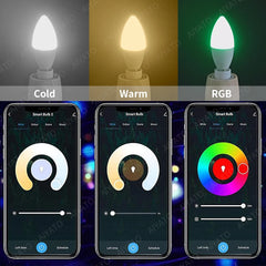 Tuya E14 Candle Lamps APP Control Smart Bulb Bluetooth WIFI RGB 220V LED Light Dimmable Smart Life Room Home Group Crystal Lamps Deals 4 U   Deals 4 U