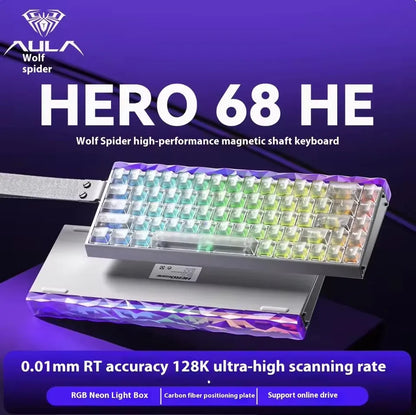 AULA HERO 68HE Magnetic Switch Gaming Keyboard RT0.01 E-sports Customize RGB Wired Mechanical Keyboard Ergonomics Accessories