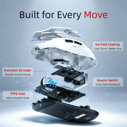 Ultra Light Gaming Mouse Wireless 59g 12000DPI 3-Mode Connection PAW3311 Sensor RGB Base Station Smart Display Professional Mouse Gamer