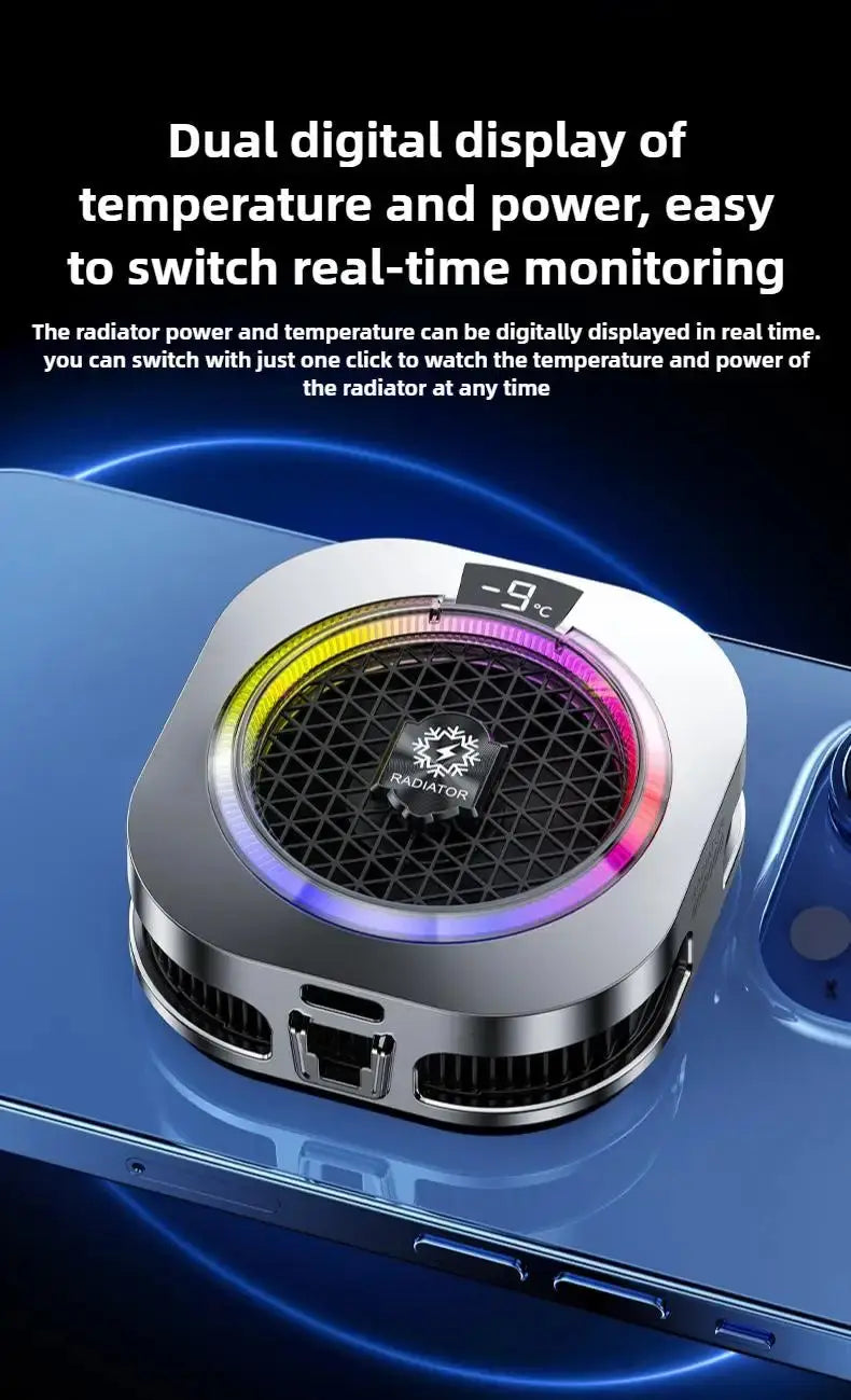 NEW TH16 Pro Mobile Cooler 24W Magnetic/Back-clip Ice Cooling Radiator Digital Display RGB Light Gaming Temperature Control Deals 4 U  Mobile Gaming Deals 4 U