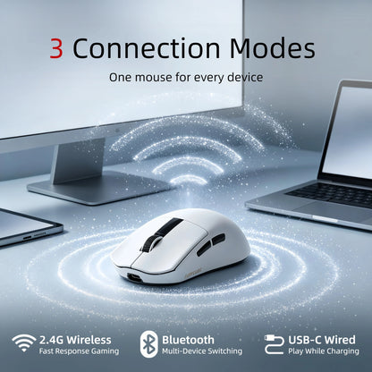 Ultra Light Gaming Mouse Wireless 59g 12000DPI 3-Mode Connection PAW3311 Sensor RGB Base Station Smart Display Professional Mouse Gamer