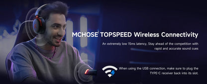 MCHOSE V9 Pro Wireless Headset 7.1 Surround Sound 53mm Gaming Headphones Noise Canceling Mic Low Latency Lightweight for PS5 PC SWITCH with Microphone