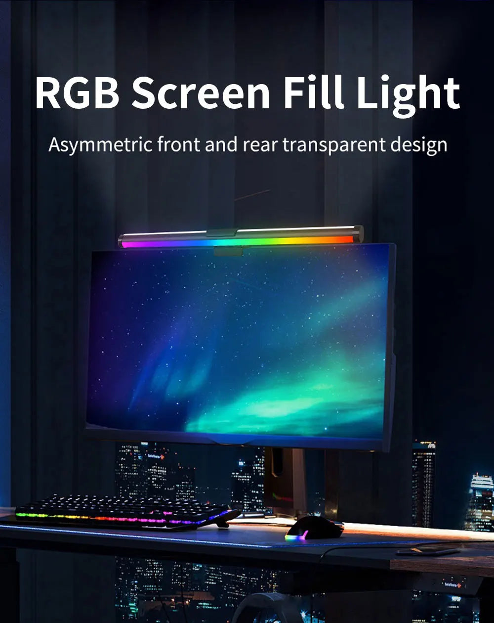 LED RGB Gaming Ambient Light Flexible Silicone Backlight Smart Desk Light Bar Eye Protection LED Lamp for Monitor Office Reading