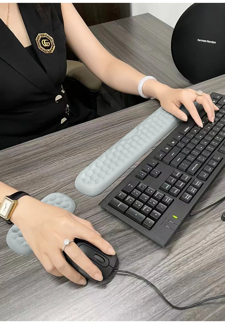 Keyboard Pad Set Memory Foam for Office Computer Laptop Easy Typing Pain Relief Keyboard Wrist Rest Mouse Pad Computer Mouse Pad