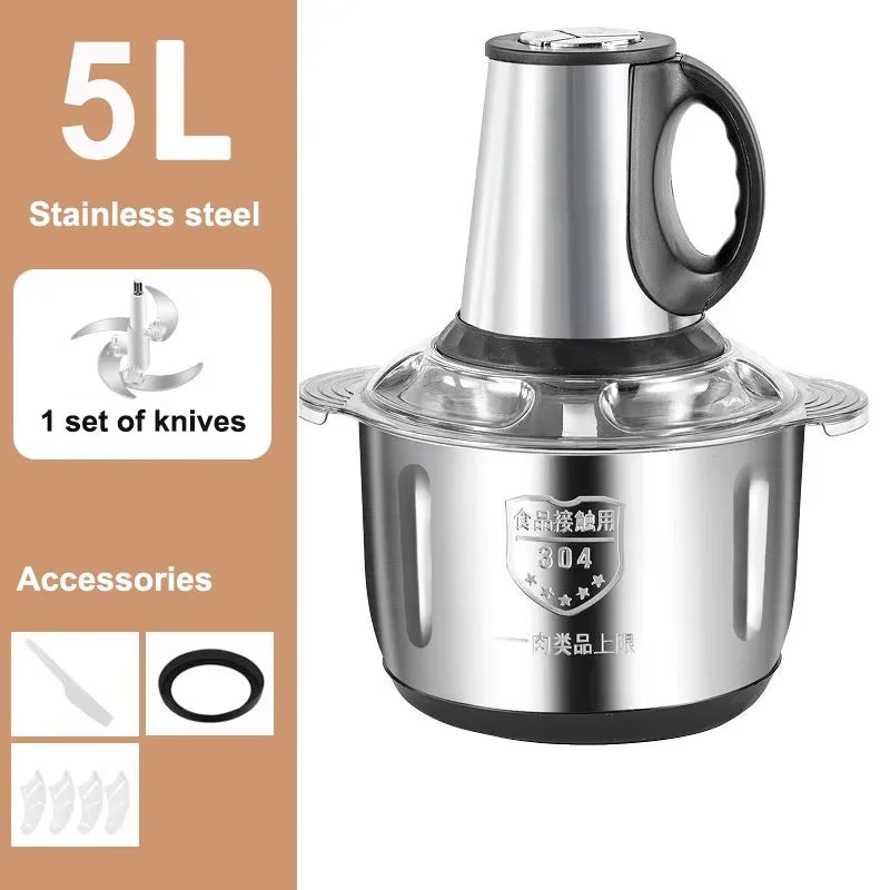 2L 3L 5L Household Stainless Steel Meat Grinder 500W High Power Blender Multifunctional Food Processor Food Chopper Electric Deals 4 U  Smart Home Gadget Deals 4 U