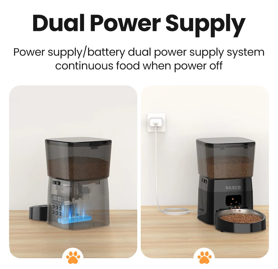 ROJECO Automatic Pet Feeder Button Version Auto Cat Food Dispenser Accessories Smart Control Pet Feeder For Cats Dog Dry Food Deals 4 U  Automatic Pet Feeder Deals 4 U